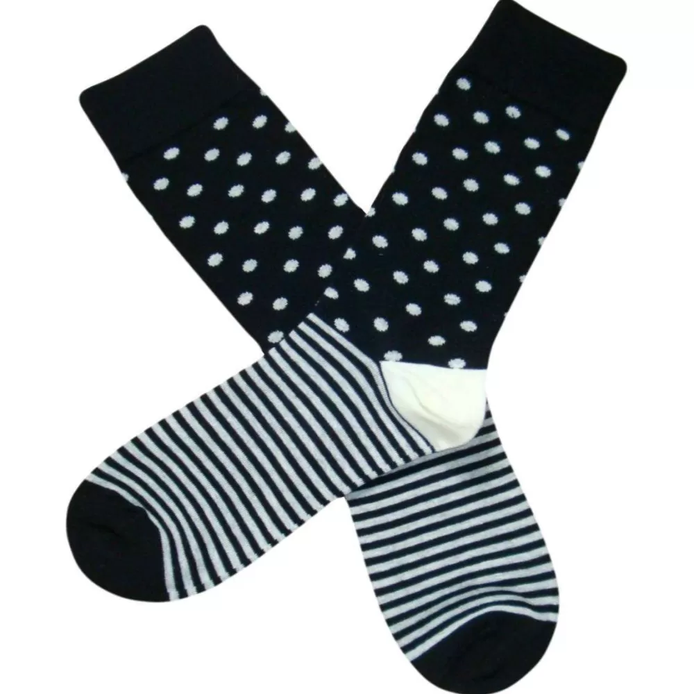 Bassin and Brown Men's Socks^Black Contrast Heel And Toe Striped Socks