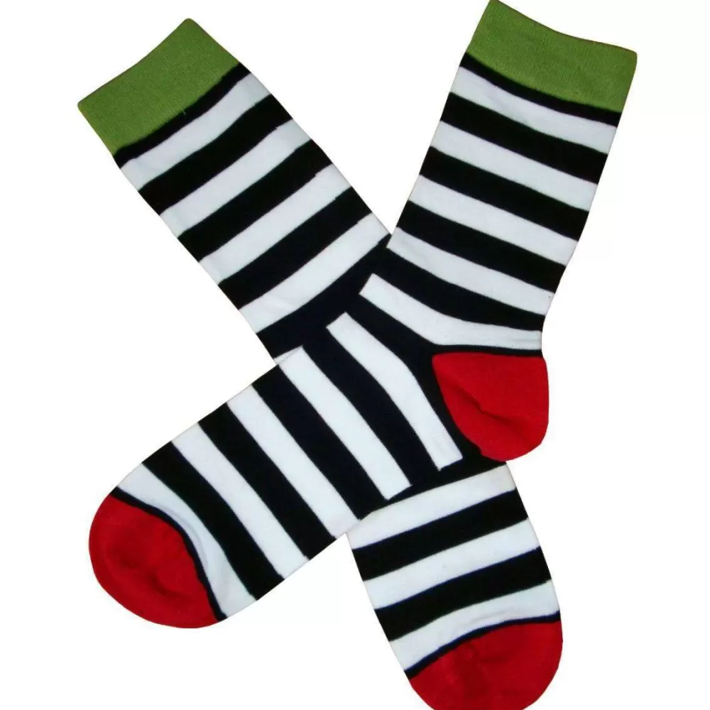 Bassin and Brown Men's Socks^Black Hooded Striped Contrasting Heel And Toe Socks