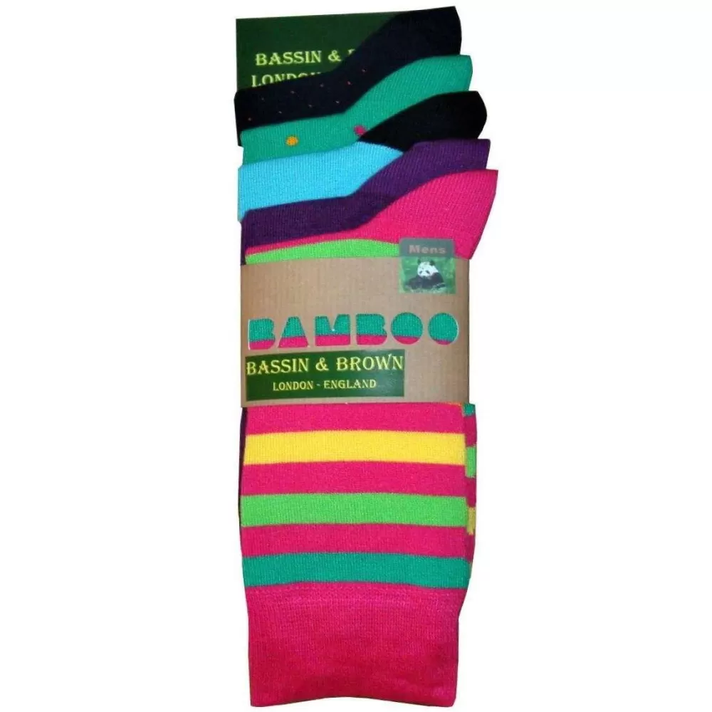 Bassin and Brown Men's Socks^Multi-Colour 5 Pack Assorted Bamboo Socks