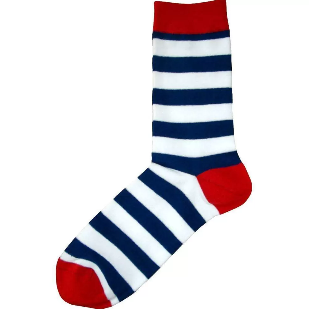 Bassin and Brown Men's Socks^Navy Hooded Striped Contrasting Heel And Toe Socks