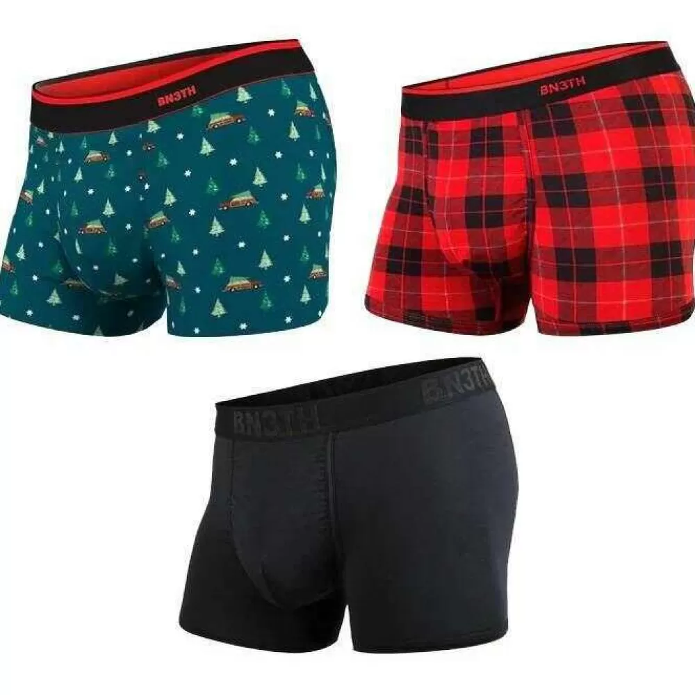 BN3TH Men's Underwear^Red Home For The Holidays Classic 3 Pack Trunk