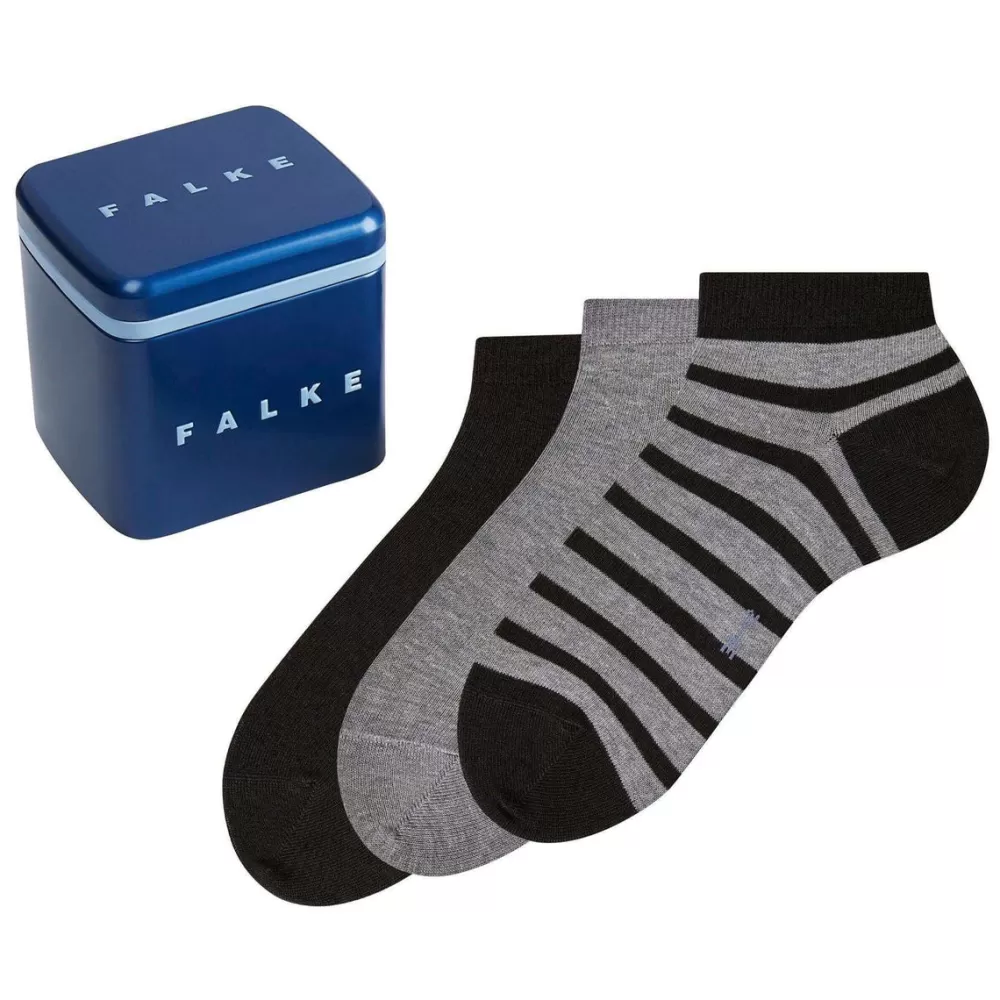 Falke Men's Socks^Black Happy Box 3-Pack Sneaker Socks