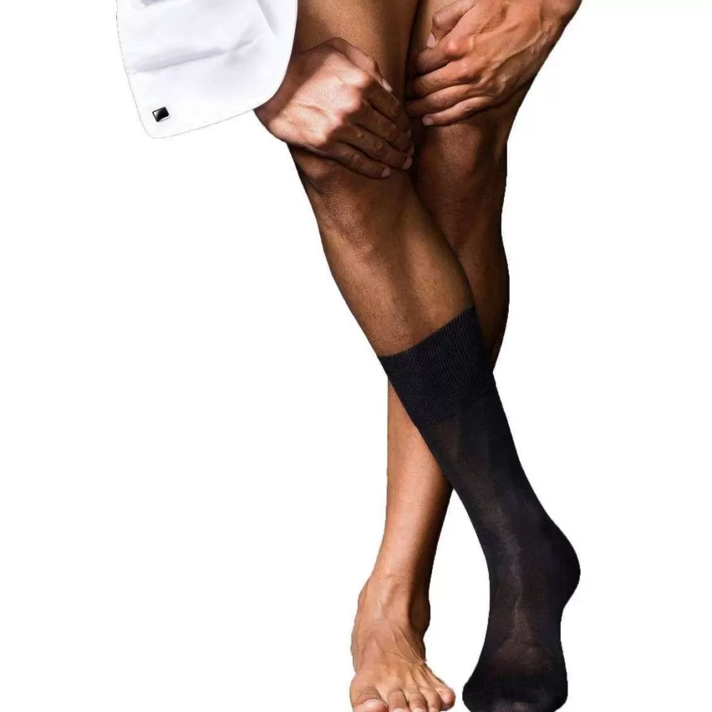 Falke Men's Socks^Black No4 Pure Silk Midcalf Socks