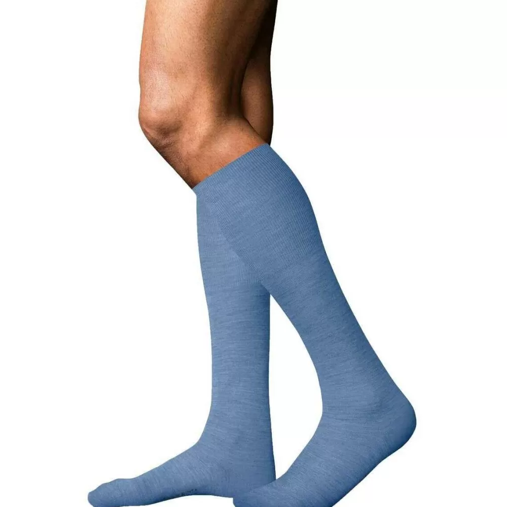 Falke Men's Socks^Blue No 6 Finest Merino Wool And Silk Knee High Socks