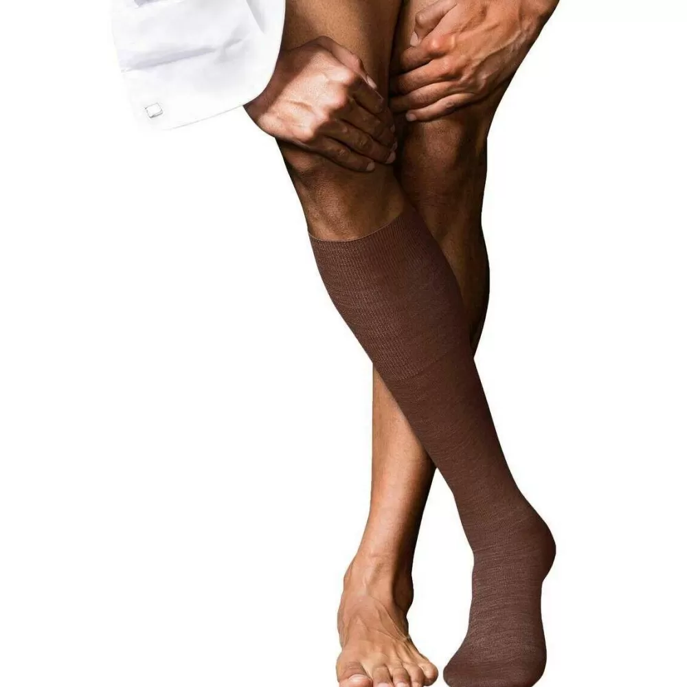 Falke Men's Socks^Brown No 6 Finest Merino Wool And Silk Knee High Socks
