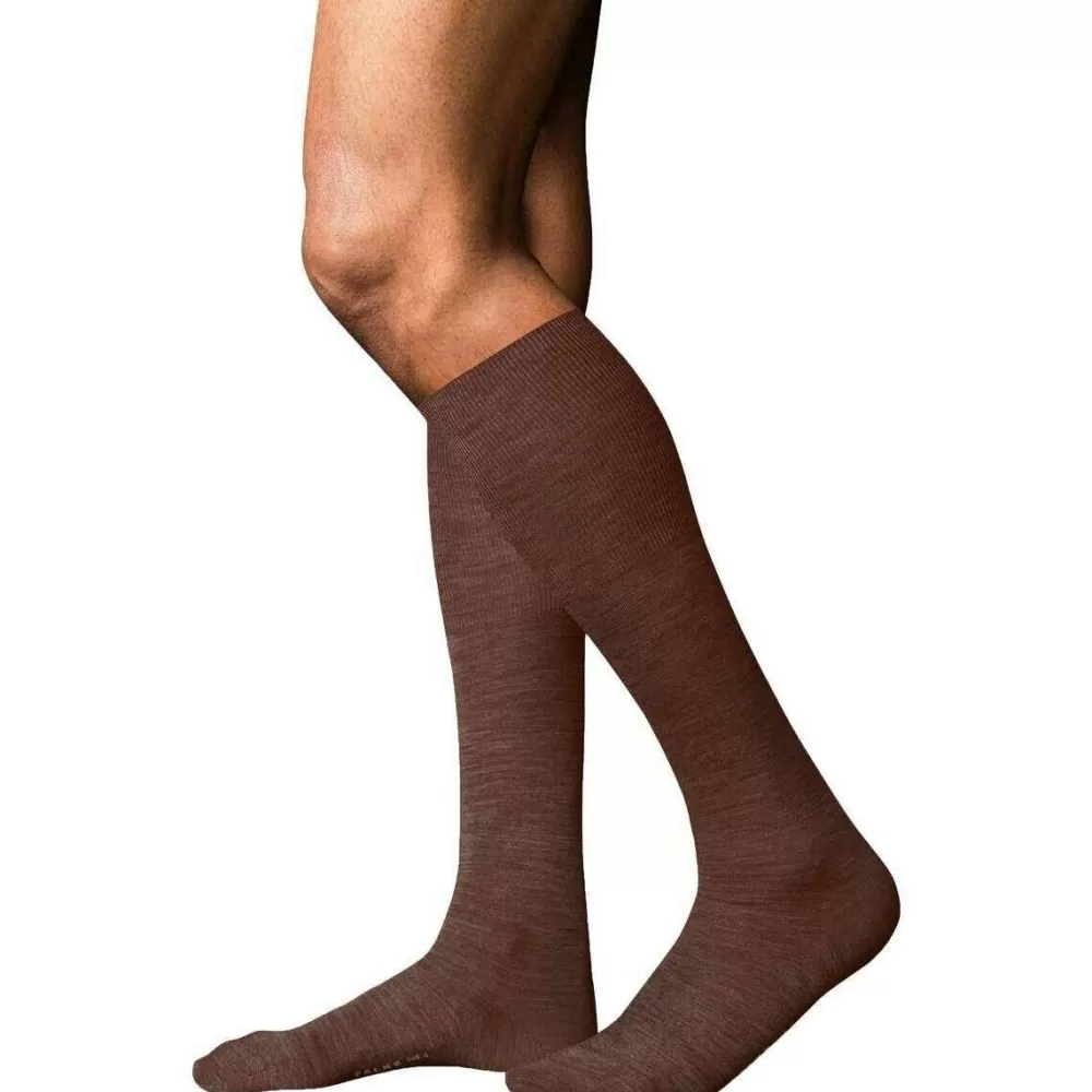 Falke Men's Socks^Brown No 6 Finest Merino Wool And Silk Knee High Socks