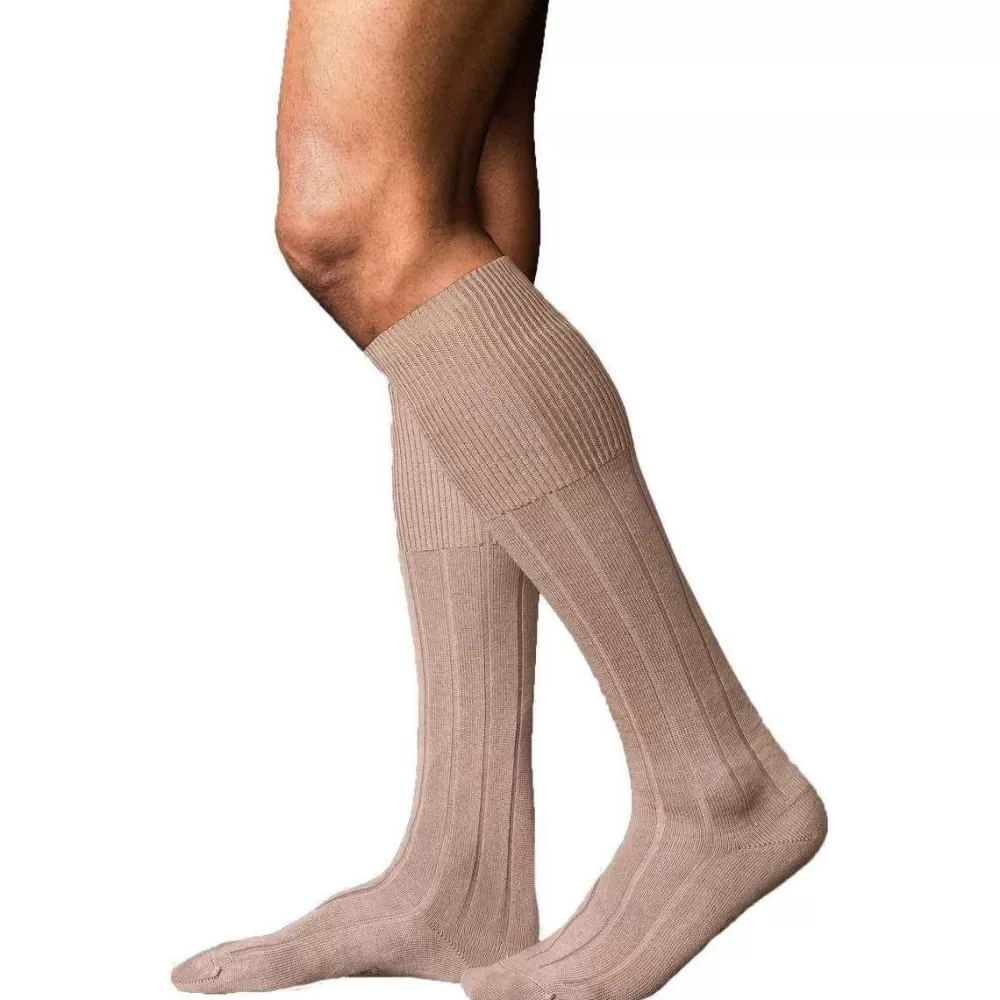 Falke Men's Socks^Brown No3 Finest Camel And Silk Knee High Socks