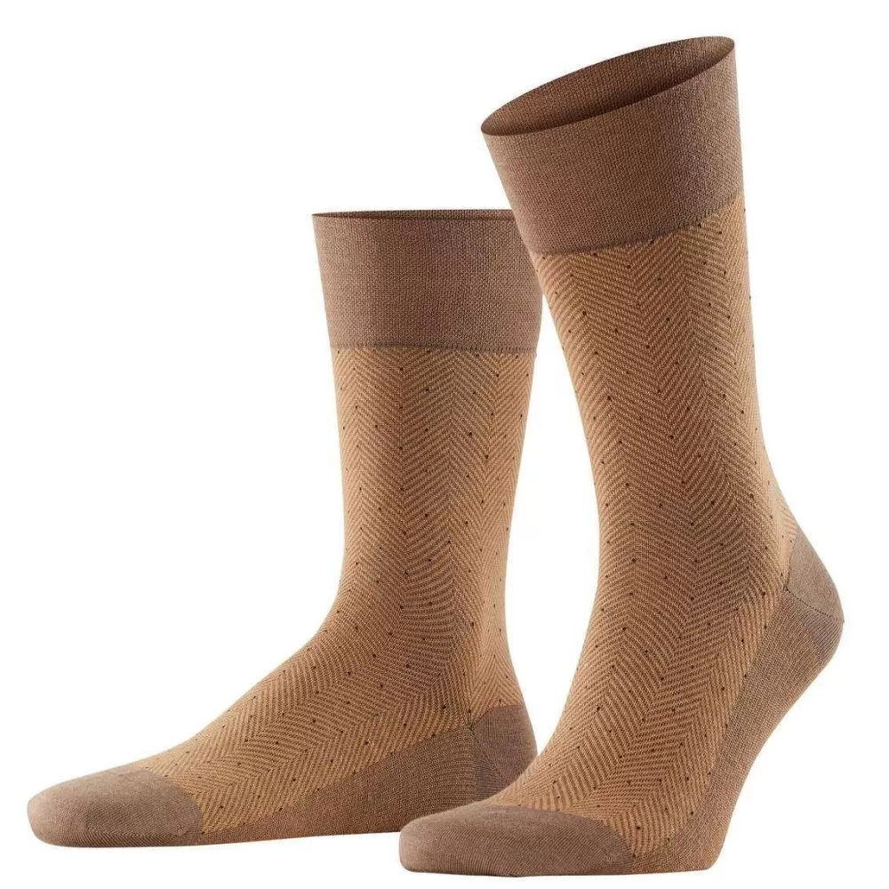 Falke Men's Socks^Brown Sensitive Herringbone Socks
