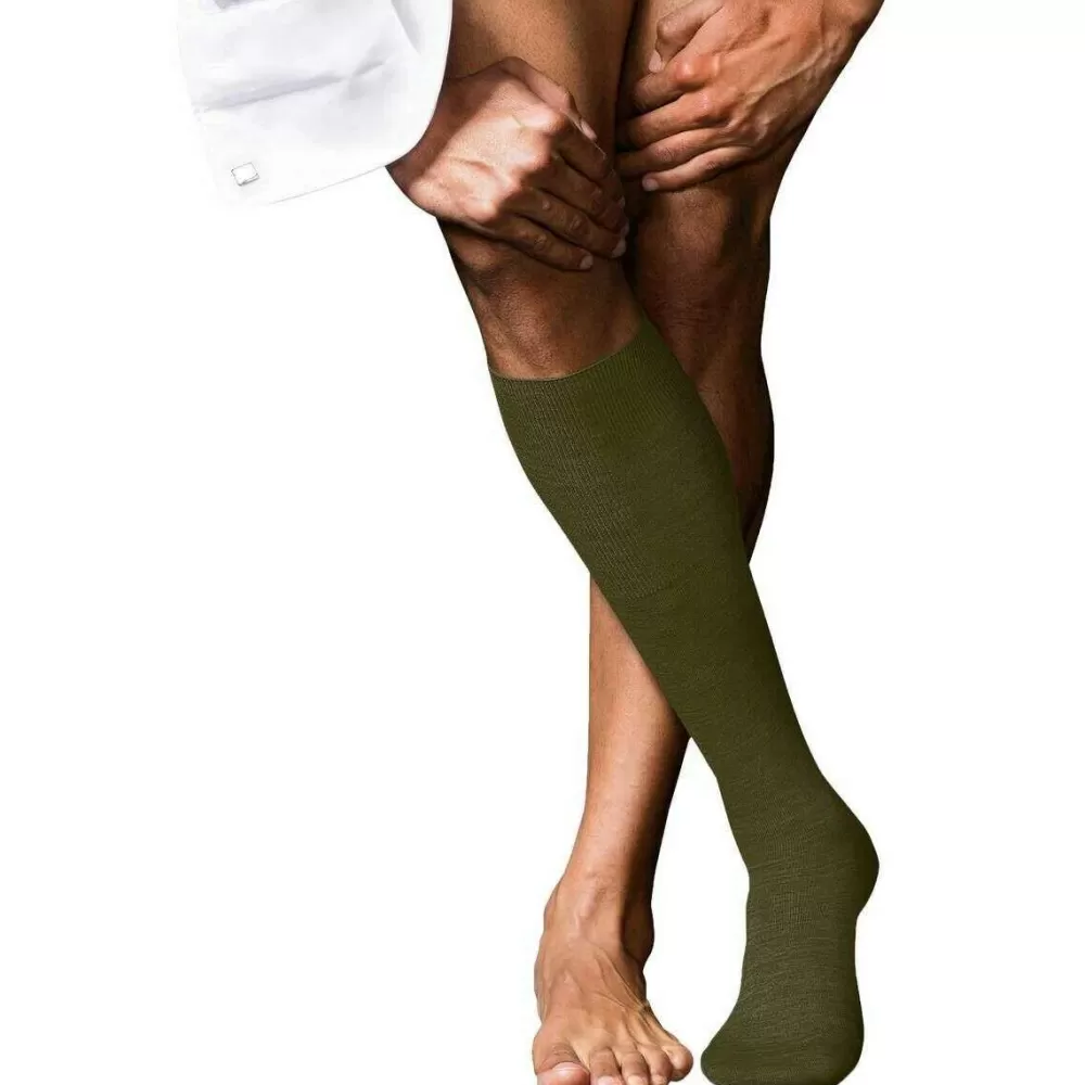 Falke Men's Socks^Green No 6 Finest Merino Wool And Silk Knee High Socks