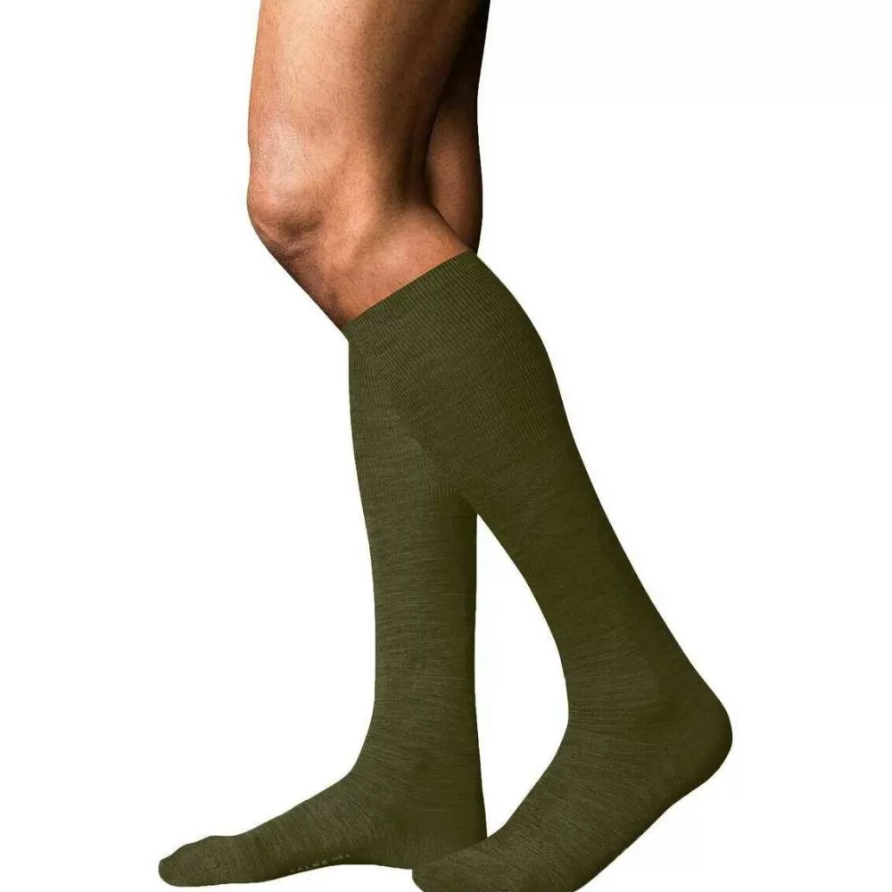 Falke Men's Socks^Green No 6 Finest Merino Wool And Silk Knee High Socks