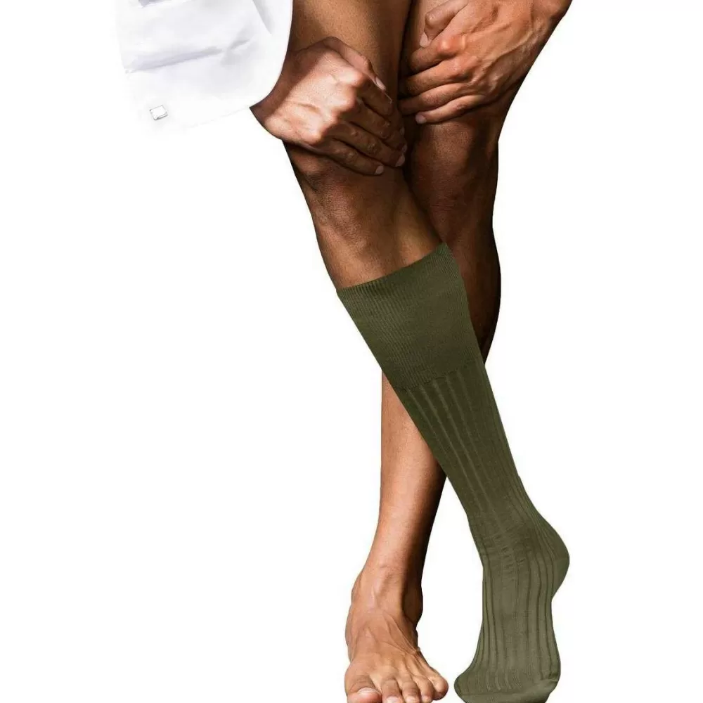 Falke Men's Socks^Green No 13 Finest Piuma Cotton Knee High Socks