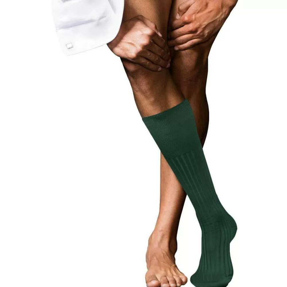 Falke Men's Socks^Green No 13 Finest Piuma Cotton Knee High Socks