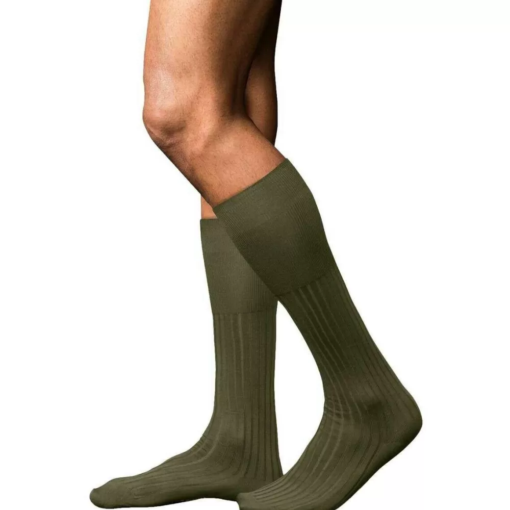 Falke Men's Socks^Green No 13 Finest Piuma Cotton Knee High Socks