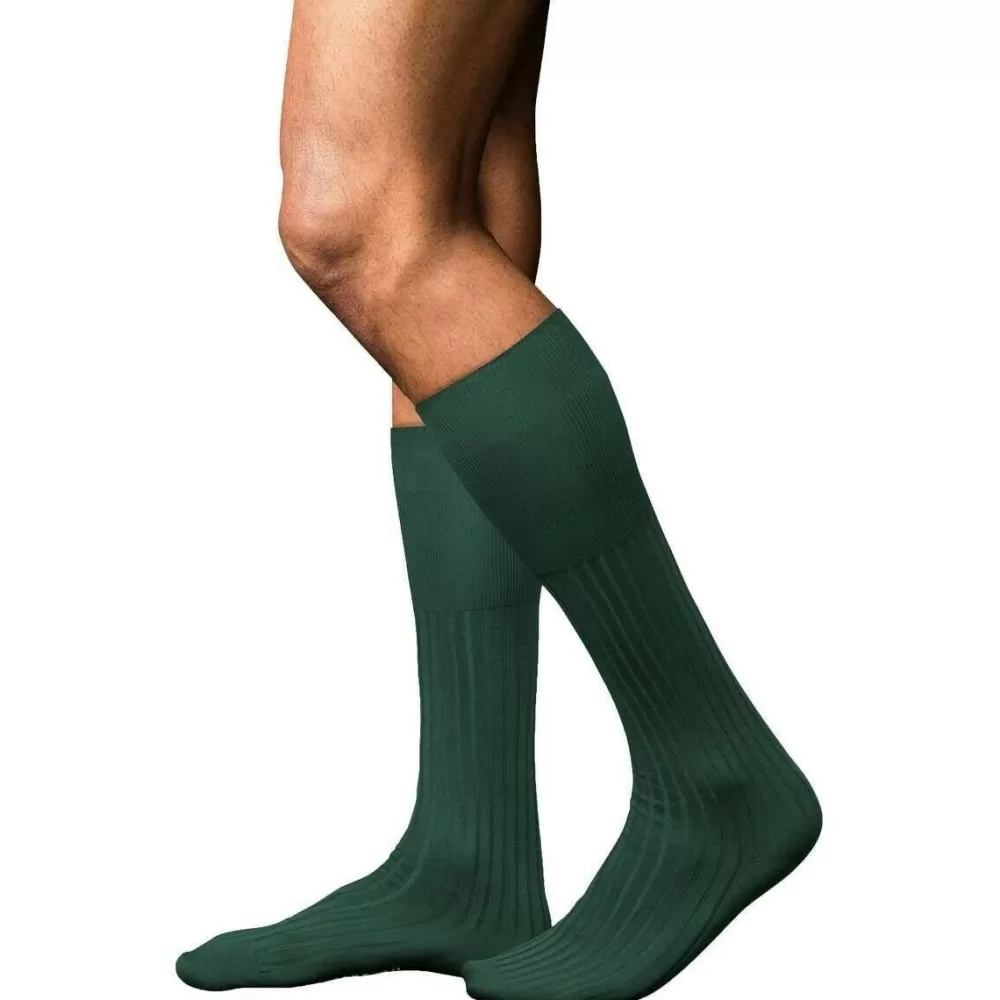 Falke Men's Socks^Green No 13 Finest Piuma Cotton Knee High Socks