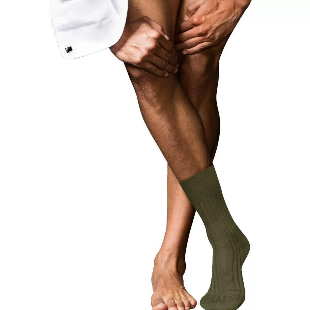 Falke Men's Socks^Green No 13 Finest Piuma Cotton Socks