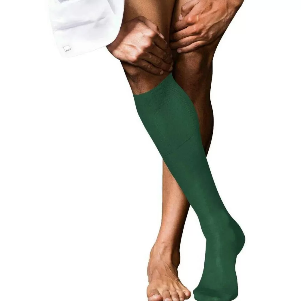 Falke Men's Socks^Green No 9 Pure Fil D´Ecosse Knee High Socks