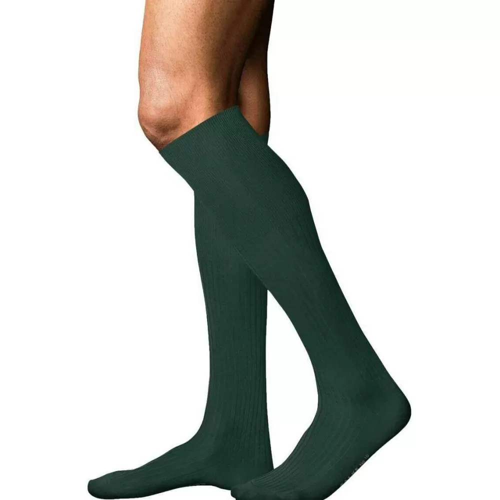 Falke Men's Socks^Green No 10 Pure Fil D´Ecosse Knee High Socks