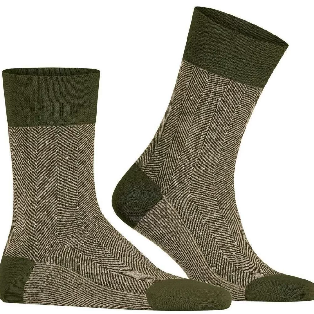 Falke Men's Socks^Green Sensitive Herringbone Socks