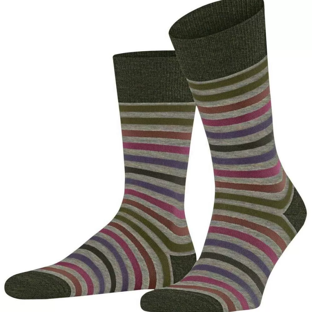 Falke Men's Socks^Green Tinted Stripe Socks