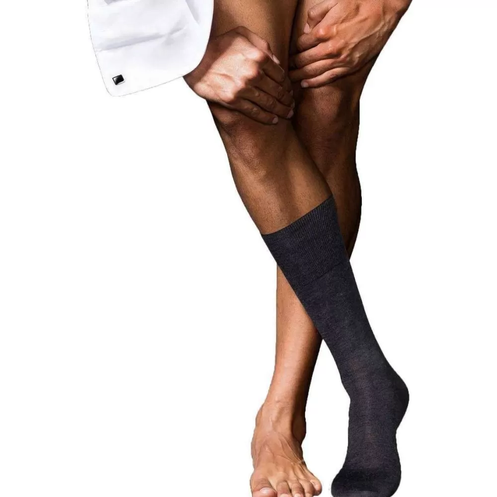 Falke Men's Socks^Grey No6 Finest Merino And Silk Socks