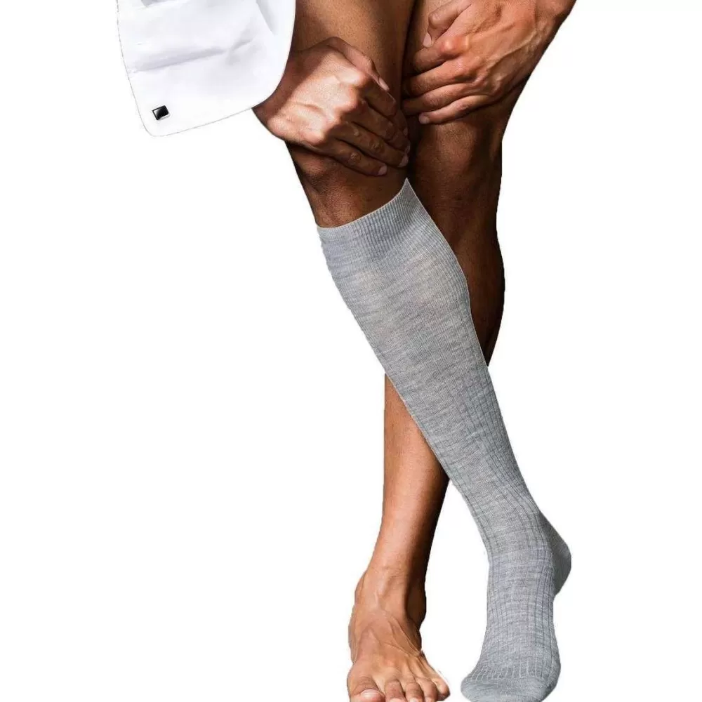 Falke Men's Socks^Grey No7 Finest Merino Knee High Socks