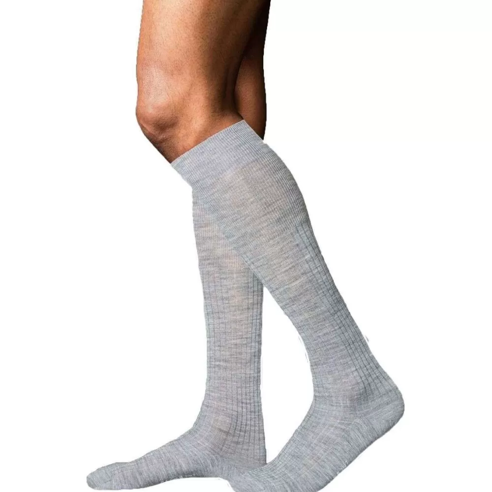 Falke Men's Socks^Grey No7 Finest Merino Knee High Socks