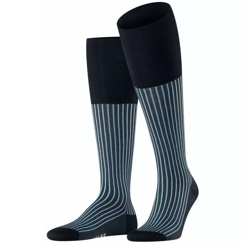 Falke Men's Socks^Grey Oxford Stripe Knee High Socks