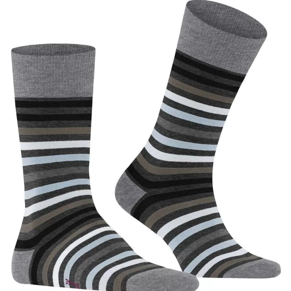 Falke Men's Socks^Grey Tinted Stripe Socks
