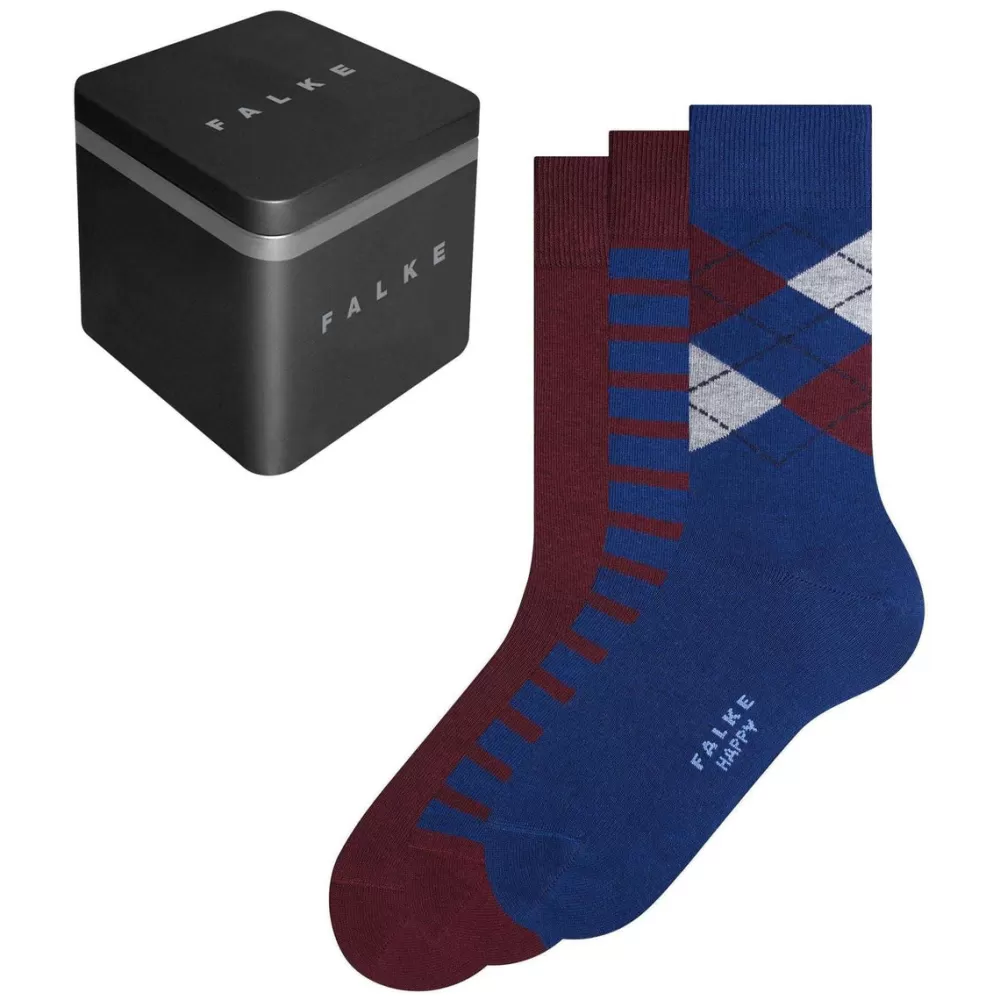 Falke Men's Socks^Navy Happy Box 3-Pack Socks