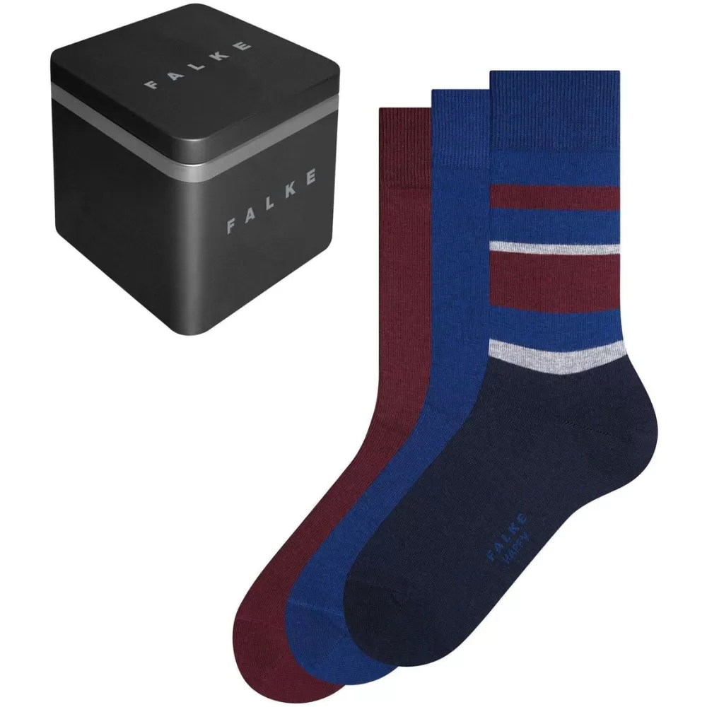 Falke Men's Socks^Navy Happy Box 3-Pack Socks