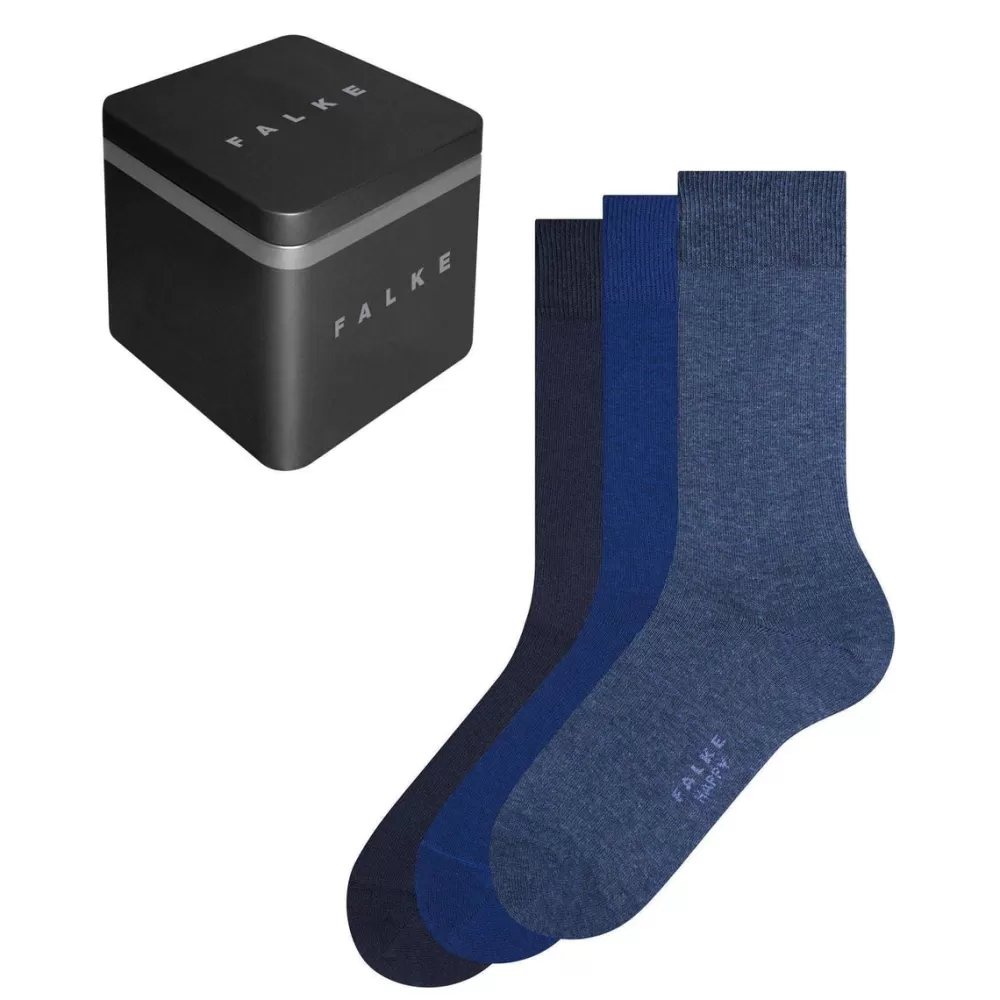 Falke Men's Socks^Navy Happy Box 3-Pack Socks