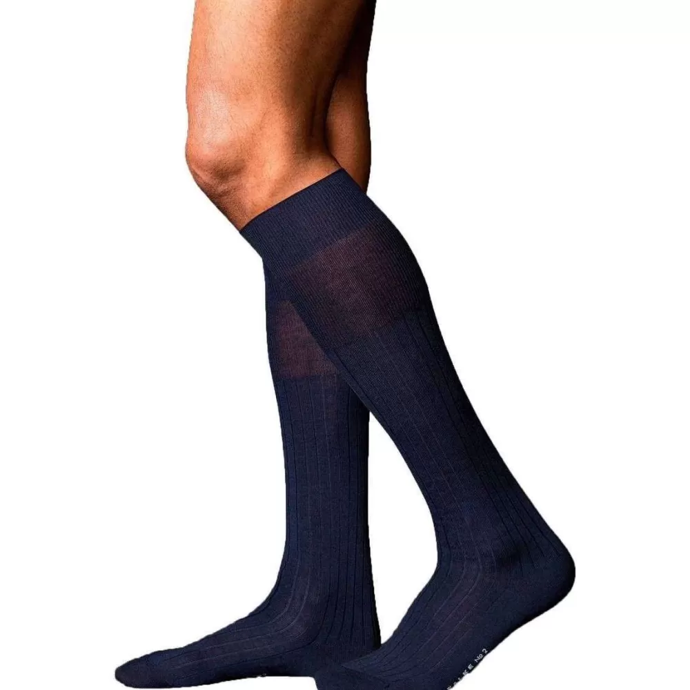 Falke Men's Socks^Navy No2 Finest Knee High Cashmere Socks