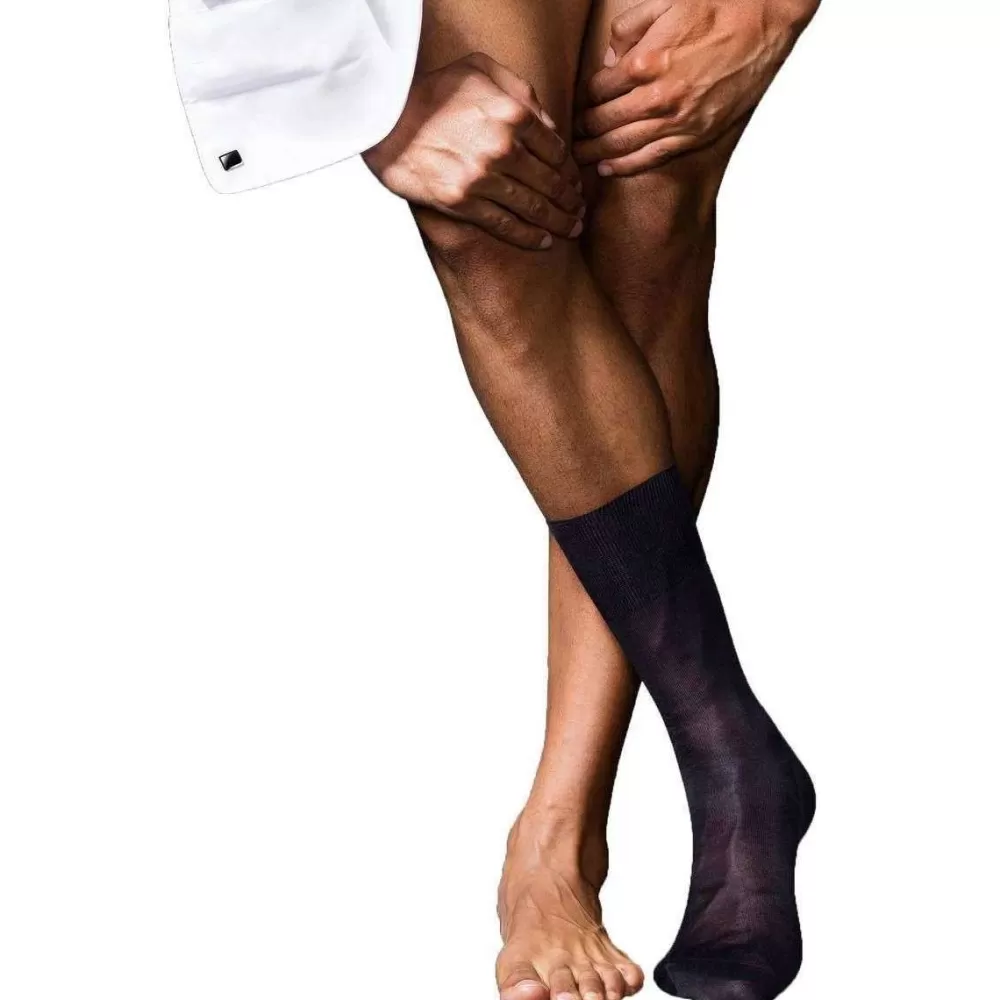 Falke Men's Socks^Navy No4 Pure Silk Midcalf Socks