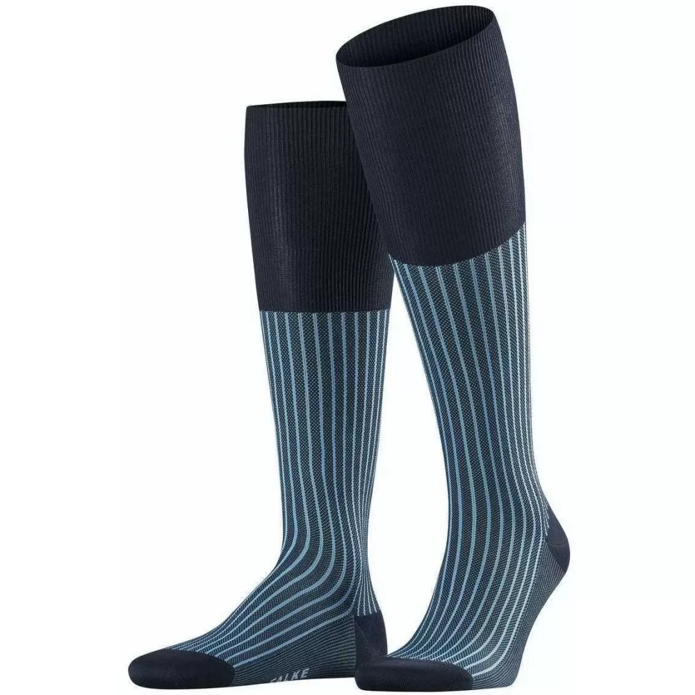 Falke Men's Socks^Navy Oxford Stripe Knee High Socks