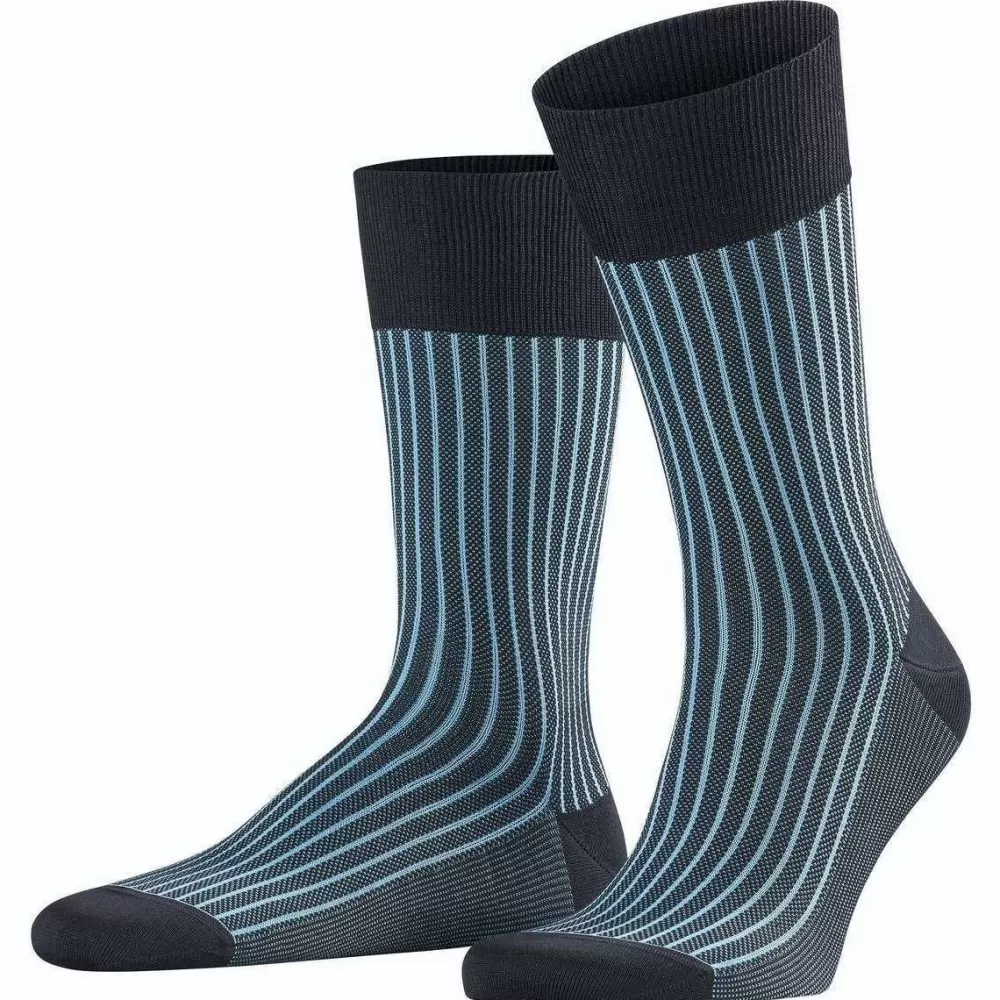 Falke Men's Socks^Navy Oxford Stripe Socks