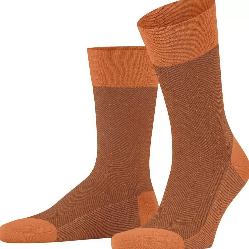 Falke Men's Socks^Orange Sensitive Herringbone Socks