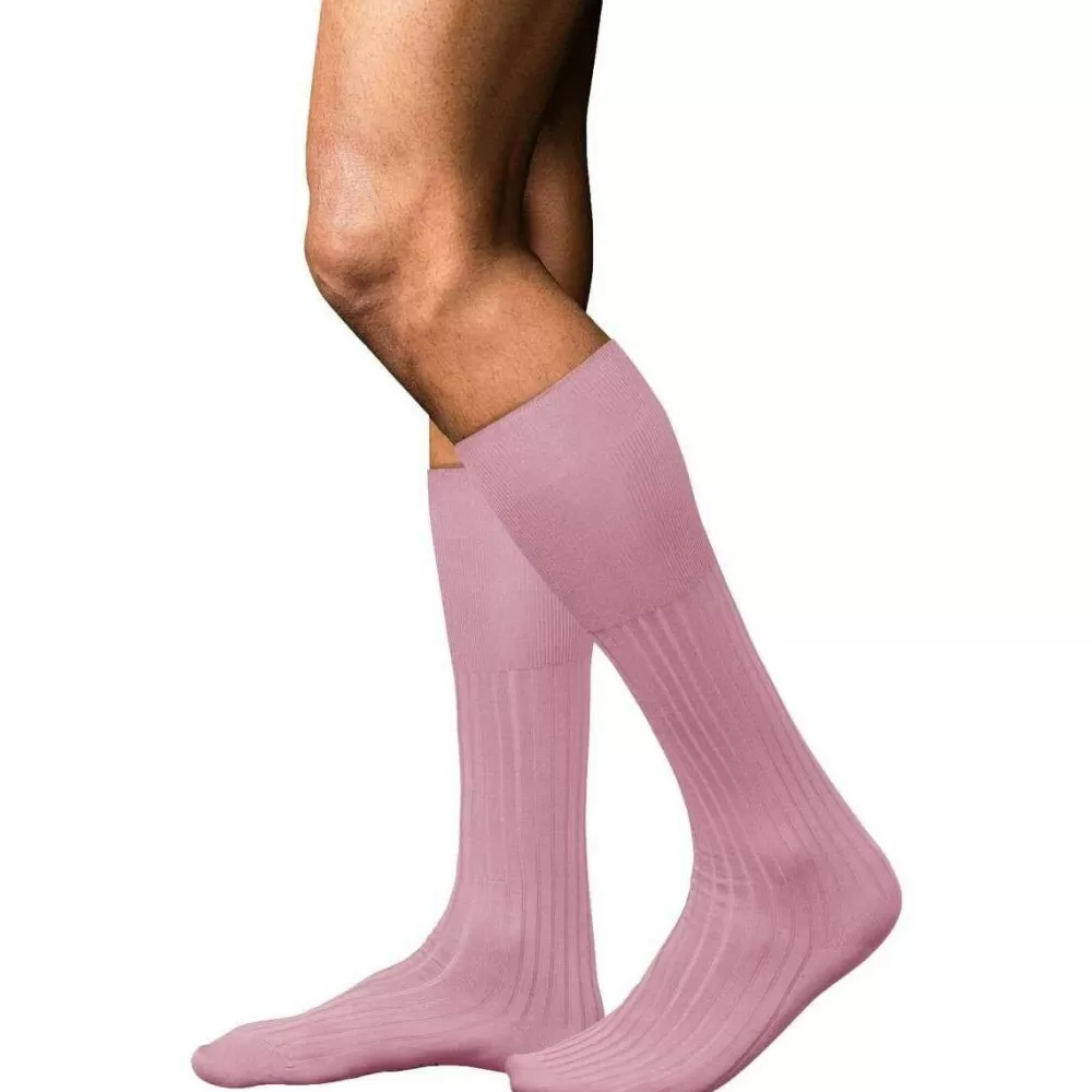 Falke Men's Socks^Pink No 13 Finest Piuma Cotton Knee High Socks