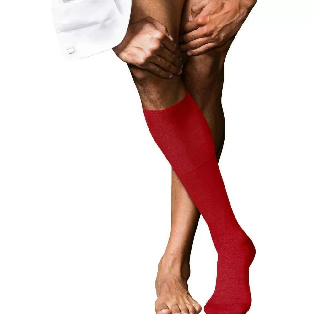 Falke Men's Socks^Red No 6 Finest Merino Wool And Silk Knee High Socks