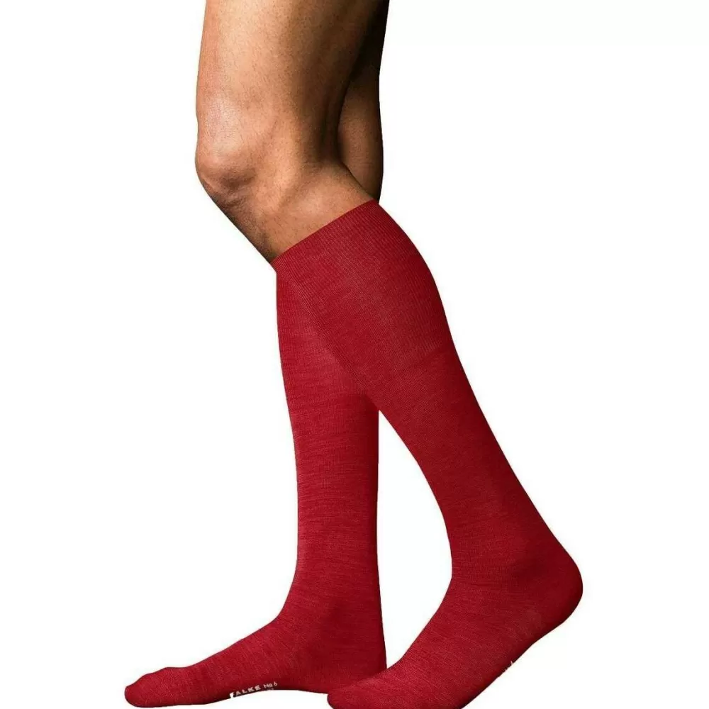 Falke Men's Socks^Red No 6 Finest Merino Wool And Silk Knee High Socks
