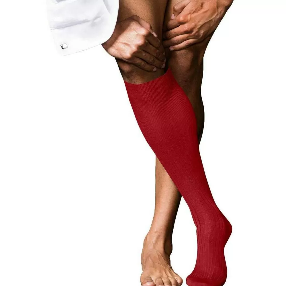 Falke Men's Socks^Red No 10 Pure Fil D´Ecosse Knee High Socks