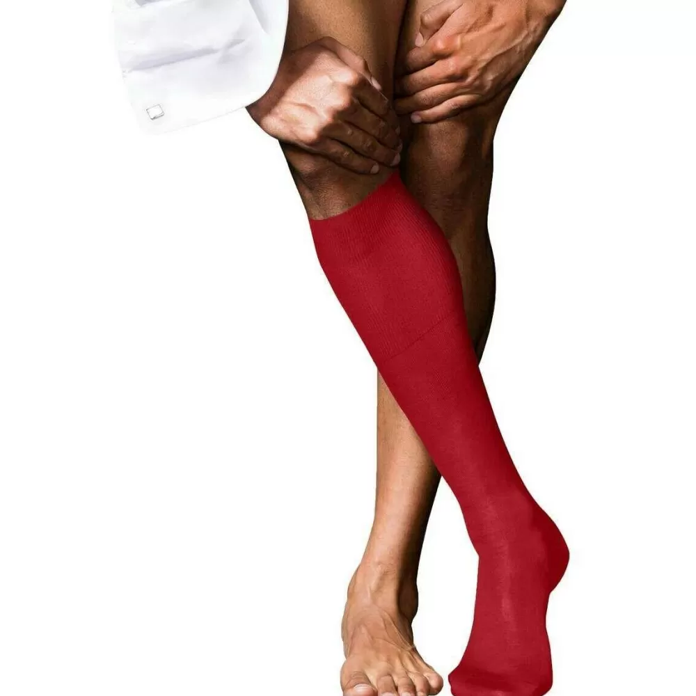 Falke Men's Socks^Red No 9 Pure Fil D´Ecosse Knee High Socks