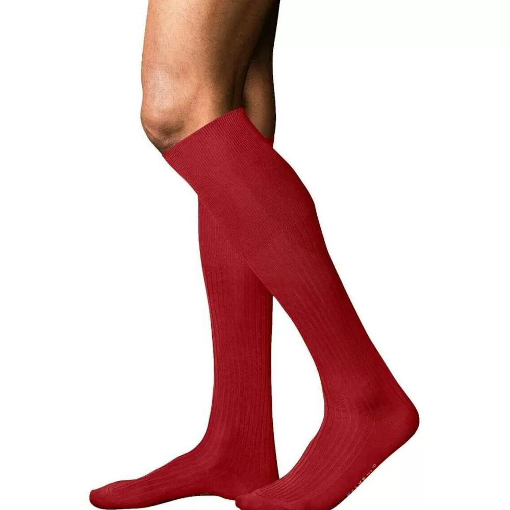 Falke Men's Socks^Red No 10 Pure Fil D´Ecosse Knee High Socks