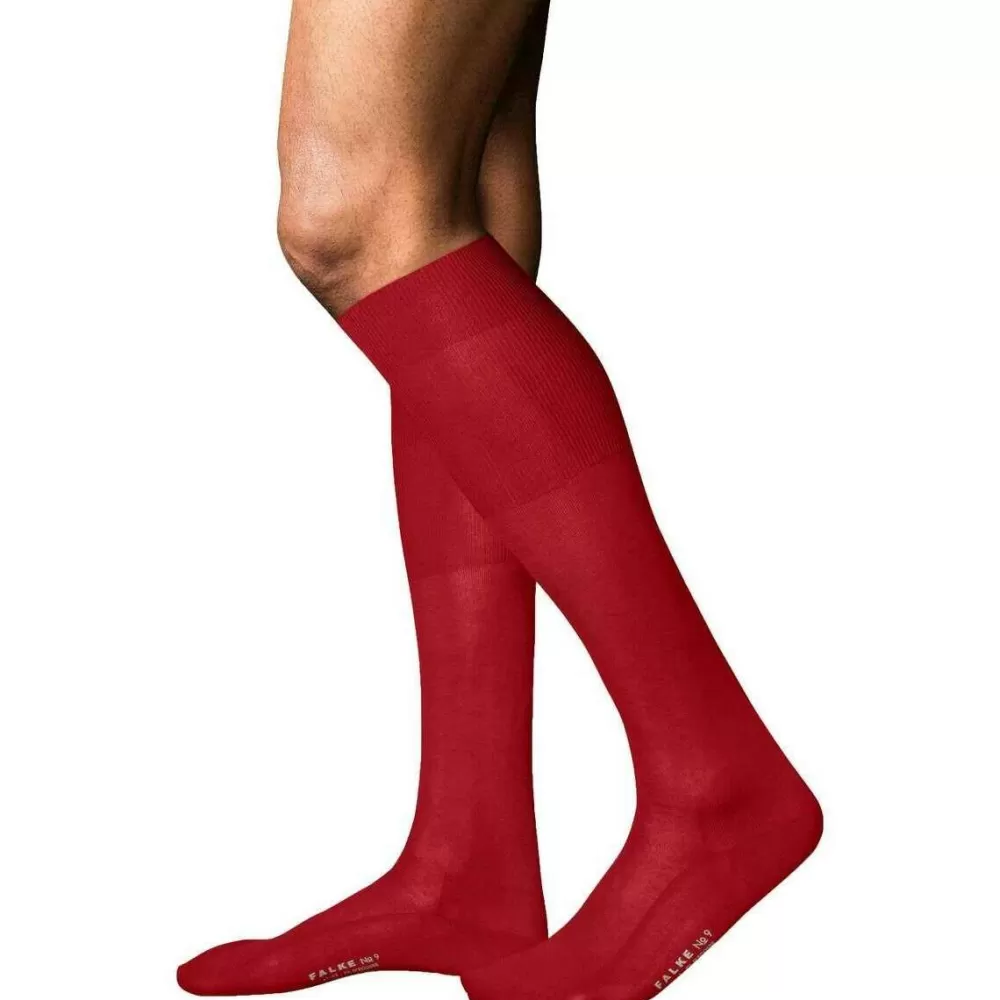 Falke Men's Socks^Red No 9 Pure Fil D´Ecosse Knee High Socks
