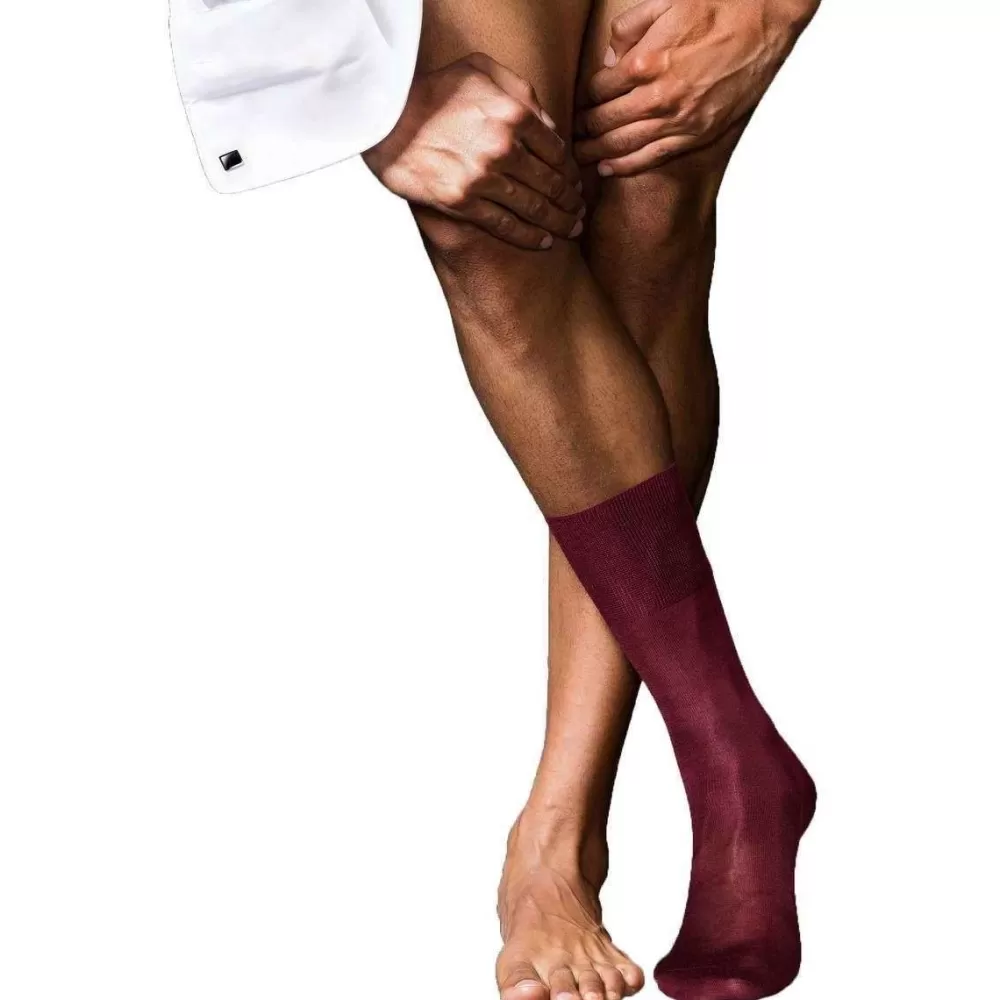 Falke Men's Socks^Red No4 Pure Silk Midcalf Socks