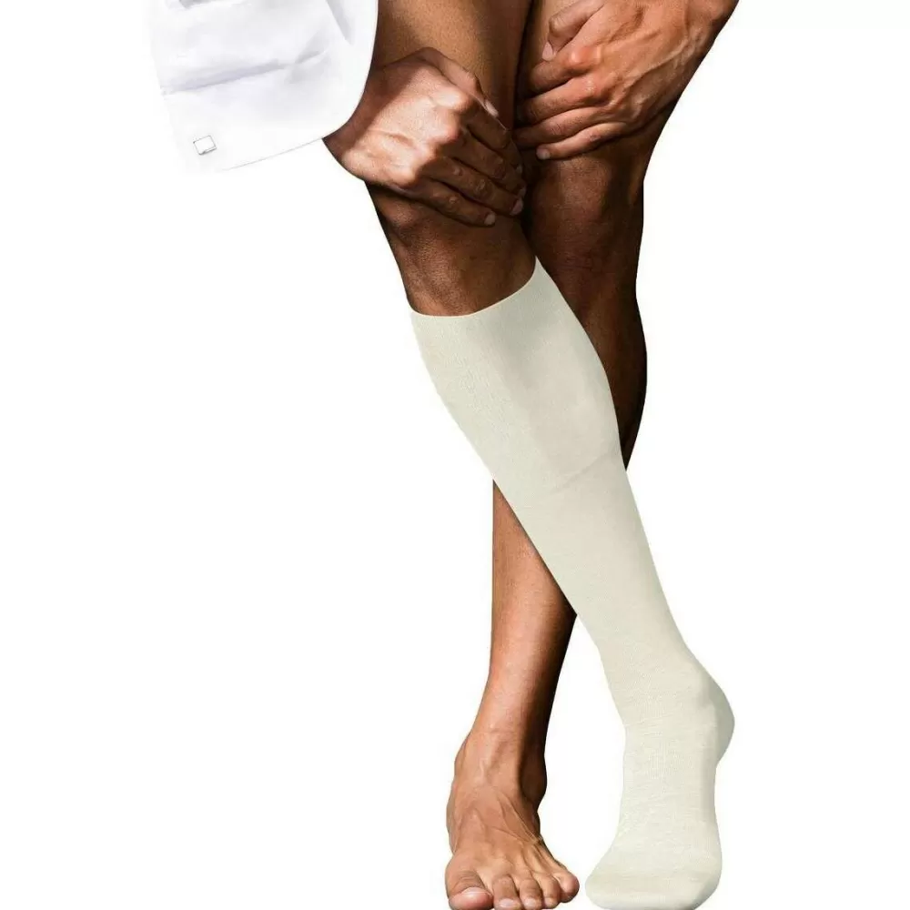 Falke Men's Socks^White No 6 Finest Merino Wool And Silk Knee High Socks