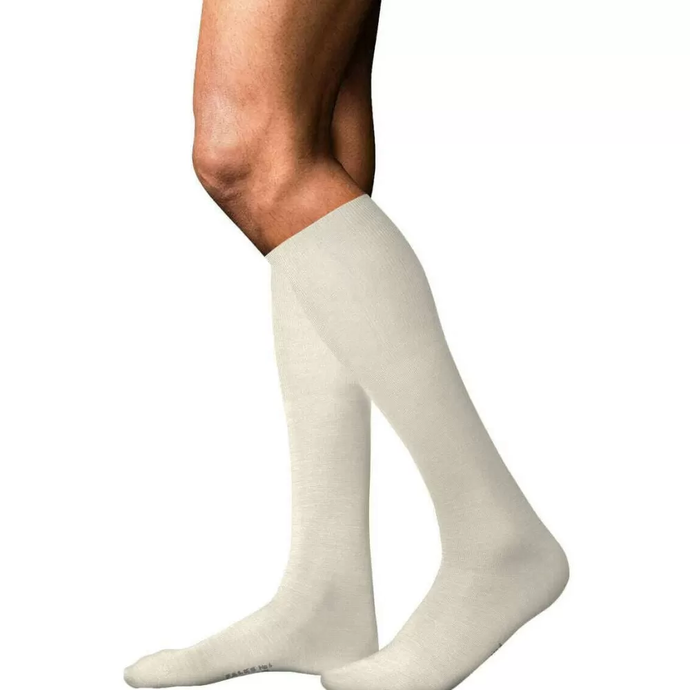 Falke Men's Socks^White No 6 Finest Merino Wool And Silk Knee High Socks