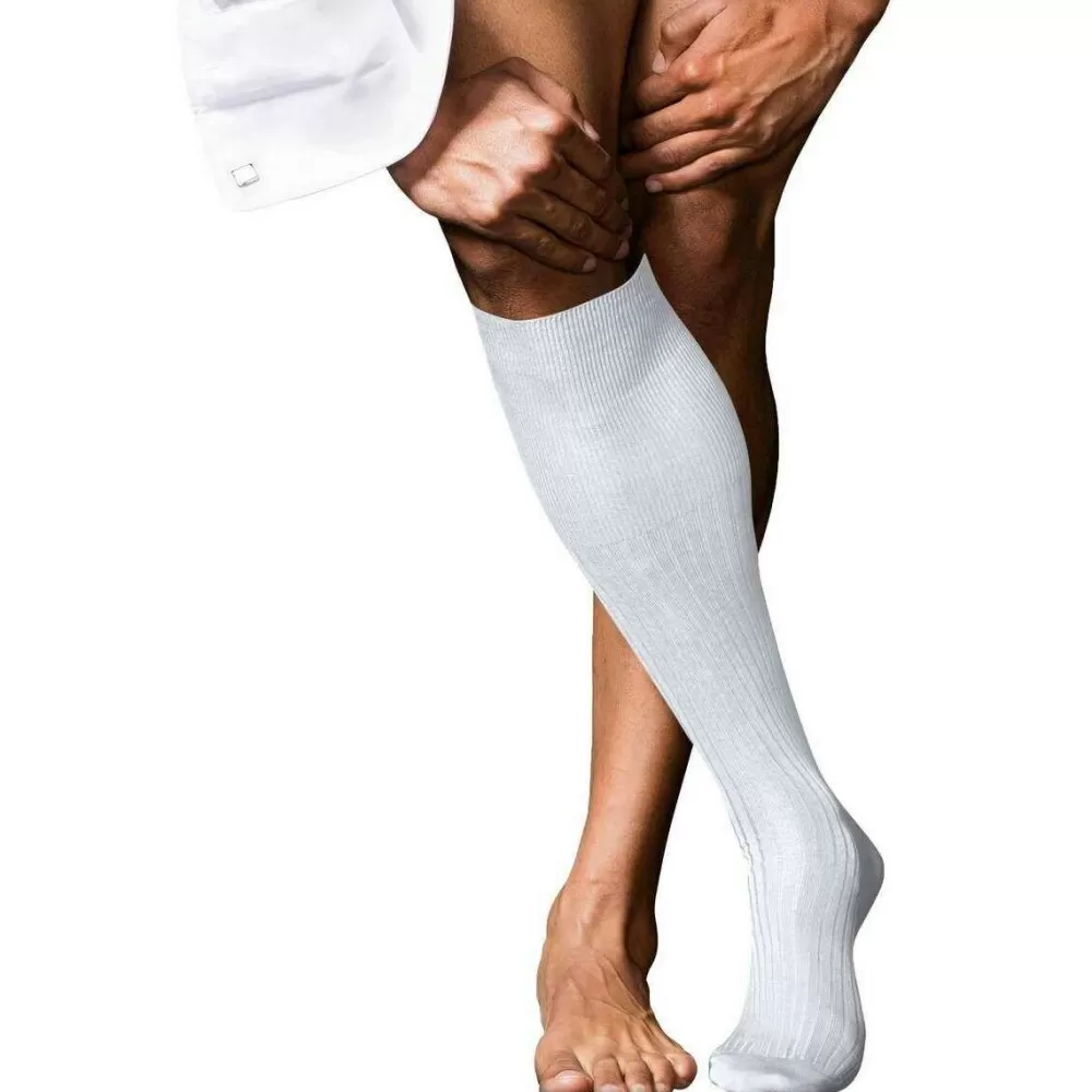 Falke Men's Socks^White No 10 Pure Fil D´Ecosse Knee High Socks