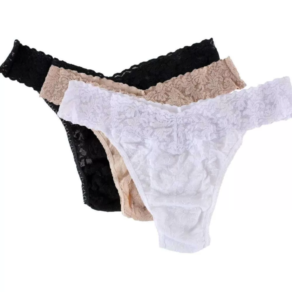 Hanky Panky Women's Underwear^Black Signature Lace 3 Pack Original Rise Thong