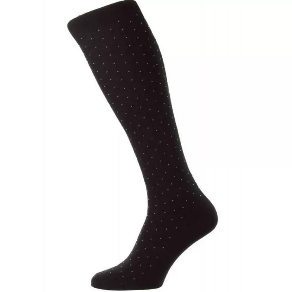 Pantherella Men's Socks^Black Gadsbury Cotton Fil D'Ecosse Over The Calf Socks