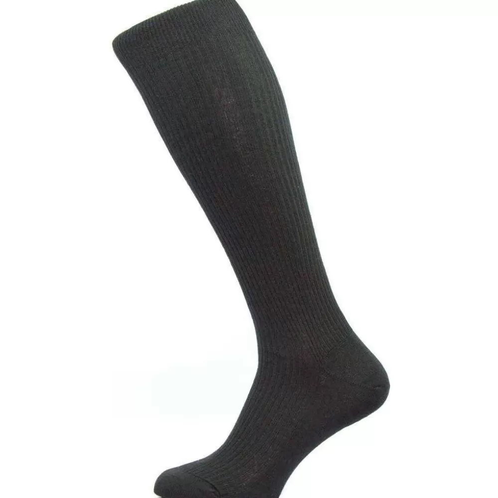 Pantherella Men's Socks^Black Naish Rib Over The Calf Merino Wool Socks